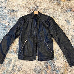 H&M Navy Faux Leather Jacket, XS